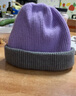 魔塑亿手帽子女秋冬季韩版百搭加厚双层针织帽男双面可戴月子帽保暖毛线帽 紫色-灰色 均码有弹性 实拍图