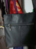 萨奇袋鼠男士单肩包头层牛皮商务休闲真皮斜挎包男韩版小包新款竖版背包 B款黑色[植鞣牛皮] 实拍图