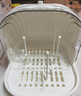 也雅婴儿奶瓶收纳箱【食品级材质】沥水架带盖防尘宝宝餐具收纳盒 【乳玉白】鲸鱼奶瓶箱 实拍图