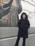 杰奥羽绒服女中长厚款休闲连帽户外90白鹅绒秋冬季女士外套 100#魔力黑 S (160) 实拍图