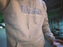 猫霓中山卫衣男春秋季港风青少年学生情侣装宽松连帽印花加绒加厚外套 浅灰色 XL【建议体重115-145斤左右】 实拍图