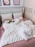 无印良品雕花獭兔绒四件套牛奶绒床上四件套床单法兰绒被套200*230cm奶白 实拍图