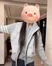 鸭鸭（YAYA）【90+系列】轻薄羽绒服女小众针织拼接鸭绒小个子短款保暖外套XB 灰色 XL 实拍图