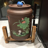 壶之歌 紫砂水缸储水罐陶瓷过滤茶水桶带龙头净水缸抽水桶手工茶室用 双耳直筒/泥绘~抽水+矮木架 20L 实拍图