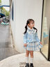安妮优儿女童JK套装春秋2025秋装新款学院风韩版百褶裙毛衣开衫三件套洋气 蓝色三件套（裙子+衬衣+开衫） 110 实拍图