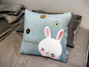 南极人加厚折叠抱枕被子两用珊瑚绒空调毯子午睡办公室汽车载枕头二合一 刺绣小兔-天蓝（双面牛奶绒） 折叠50*50CM展开被子145*190CM 实拍图