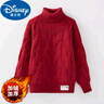 迪士尼女童毛衣儿童高领加绒加厚针织衫套头冬装中大童女孩红色过年新年 红色【加绒加厚】 160(建议身高150-160) 实拍图