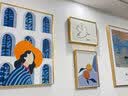莫小邪莫奈客厅装饰画北欧风小众组合壁画原木风沙发背景墙挂画北欧抽象 莫小邪2842 小组合五联画9㎜布纹膜黑边 实拍图