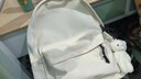 坤鹤书包女韩版高中大学生学帆布校园简约百搭少女初中生双肩包大容量 白色+挂件 实拍图