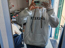 意森顿卫衣男连帽春秋款美式重磅潮流宽松衫百搭中山即墨外套男长袖上衣 白花灰加绒款 M (85斤-100斤） 实拍图
