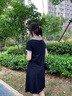 薇洛萱（WeiLuoXuan）polo领2025夏季新款连衣裙女宽松t恤裙棉显瘦遮肚减龄韩版a字9225 黑色 M 建议85-100斤 实拍图