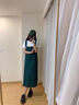 唐菓蜜牛仔背带裙女2024夏季新款女装韩版学生显瘦森系洋气减龄连衣裙子 白色T恤+绿色背带裙 M 实拍图
