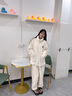 Teenie Weenie小熊睡衣女秋冬季加厚立领保暖情侣家居服休闲套装 月牙白（女款） M 实拍图