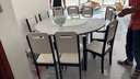 沐晨岩板餐桌实木可伸缩折叠圆餐桌椅组合现代简约小户型餐厅吃饭桌子 4轨道黑白色-雪山白岩板【木椅】 1.50m一桌十椅 实拍图