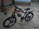 EG7山地自行车成人学生变速越野单车双减震赛车26寸青少年男女 三刀【升级减震 轻量铝架】黑红 24寸21速【适合：145-165CM】 实拍图