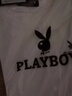 花花公子（PLAYBOY）短袖T恤男夏季男士上衣服男装潮流宽松纯色纯棉打底衫 白色 4XL  实拍图