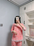 雪仙丽【商场同款】莫代尔女春夏棉质家居服蕾丝花边七分裤睡衣两件套 红色-1231323 M 实拍图