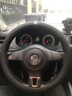 大众速腾方向盘套真皮朗逸宝来途岳迈腾探岳途观L帕萨特汽车把套 (圆形)黑色黑线 带大众车标 实拍图