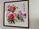 画中画花开富贵客厅装饰画纯手绘国画餐厅玄关茶室实木边框牡丹壁画挂画 花开富贵（方形）-s160 实木外框-62*62 实拍图
