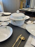mornenjoy碗碟套装家用 餐具套装10人组合景德镇陶瓷碗盘整套欧式金边 店长推荐【富贵煲】春风十里【可微波炉洗碗机】 58头 实拍图