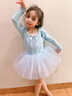 艾舞戈儿童舞蹈服女童练功服秋季可爱蓬蓬纱裙公主芭蕾舞裙幼儿演出服装 【亮片蝴蝶-四层纱】浅蓝-长袖 120 实拍图