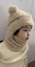 苏木佰儿童毛线针织帽女童男孩秋冬围脖一体连帽宝宝防风护耳保暖套头帽 卡其【内里加绒】【品质款】 建议3-9岁帽围（43-50cm) 实拍图