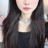 oein巴洛克仿珍珠钻石晚礼服项链项链高级感生日新娘毛衣链子颈链配饰 【仿珍珠镶钻水滴花朵项链】银色 实拍图