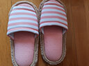 FuKuEn家居日式拖鞋 静音情侣棉拖鞋蓝色粉色条纹保暖静音柔软棉拖鞋 成人开口粉色【34-40码】 实拍图