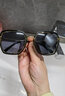 海伦凯勒太阳镜女款简约方框眼镜潮流单品时尚出街百搭偏光墨镜女H8621 曜石黑框+月光银镀膜镜片HD51 实拍图