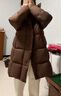 美力城暖天鹅泡芙羽绒服中长款女高端90鹅绒加厚外套保暖157 棕色 XS （80-95斤） 实拍图