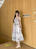 自巧小个子国风水墨晕染串珠吊带连衣裙女2024夏装新款显瘦A字裙 水墨印花 XS (2码) 实拍图