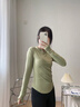 麓格立 瑜伽服女上衣运动服跑步长袖T恤V领健身服褶皱收腰速干衣 清新绿 L 【建议95-115斤】 实拍图