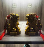 亦伈铜麒麟摆件公母一对纯黄铜镇宅麒麟八卦办公室客厅乔迁装饰品 八卦麒麟5号/对 高9.5cm 实拍图