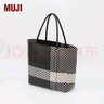 无印良品（MUJI） 手编包 环保材料 手提包菜篮子编织包 包包 度假沙滩包 黑色格纹/大号 NONE 实拍图