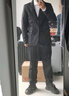 马尼亚袋鼠【次日达可选】春秋新款西服套装男士修身商务正装外套职业西装整 (西服+西裤+衬衫)黑色7件套 24 尺码偏小-请参考体重进行选购 实拍图