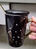 赛太太 高颜值镶钻星座陶瓷马克杯咖啡杯带盖勺茶水杯子生日礼物送女友 水瓶座（黑） 实拍图
