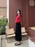 香影中长款黑色丝绒半身裙女2026秋季新款新年正式场合高腰长裙子 黑色 半身裙 S 实拍图