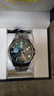 花花公子（PLAYBOY）男士手表机械表男款潮流防水镂空飞轮手表男夜光新款 银绿钢带/精美礼盒/定制刻字 实拍图