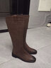 狄德拉真皮不过膝长筒靴女秋冬款厚底粗跟显瘦高筒骑士靴百搭方头长靴 棕色单里（标准筒围） 35 (225mm) 标准码 实拍图