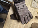 啄木鸟真皮手套男秋冬季骑车摩托车加绒加厚触屏保暖防风防溅水猪皮手套 黑色【加绒加厚+可触屏】 实拍图