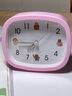 康品卡通儿童小闹钟学生床头桌面钟表简约创意卧室闹表超大声时钟闹铃 方形可爱粉（清晰可爱款） 实拍图