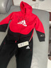 阿迪达斯（adidas）童装春秋款小大童运动休闲套装连帽外套裤子 IP7005黑/红色 实拍图