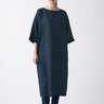 无印良品 MUJI 女式 法国亚麻水洗 七分袖连衣裙 412688 BCL06C1S 深藏青色 XL 实拍图