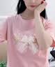 红蜻蜓春夏季重工印花短袖女T恤蝴蝶结装饰体恤女士2026新款设计感上衣 粉色短袖 L 实拍图