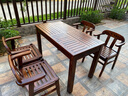 喵喵藤 碳化防腐木户外桌椅组合庭院花园实木喝茶桌椅室外阳台休闲桌椅 1长桌4椅（120*60长桌） 实拍图