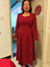 尚都比拉红色方领连衣裙女春秋气质高级感内搭打底裙子中长款 红色 L  实拍图