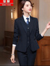 豪耀小西装外套女职业装女装套装秋冬正装韩版修身休闲面试工作西服女 藏蓝色西装+裤子 3XL 码(建议130-140斤) 实拍图