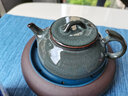 灵青坊青瓷泡茶壶手工茶壶单壶大号陶瓷高档单人功夫茶具家用大容量套装 铁胎藏青单壶 实拍图
