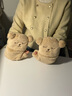 云见森知 手套女冬天可爱毛绒手套韩版潮冬季加绒加厚保暖手套学生半指眯眼熊手套 眯眼熊手套-卡其色 实拍图