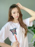 妃丽慕尚夏季中长款设计感上衣洋气学生蝴蝶刺绣短袖T恤女韩版宽松女装 532白色 L 实拍图